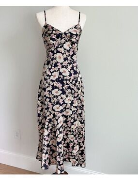 Dress Forum Satin Slip Floral Midi Dress Sz M